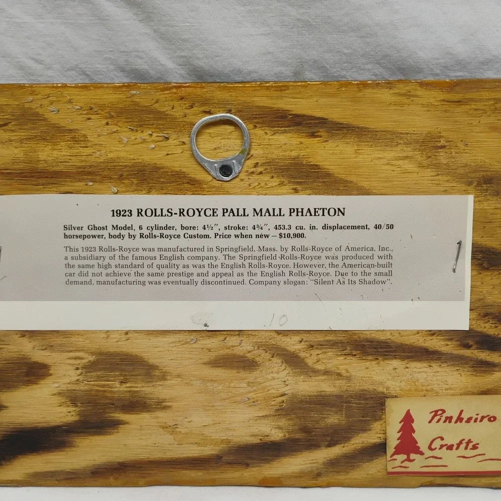 Pinheiro Crafts 1923 Rolls Royce Pall Mall Phaeton Car Wooden Sign Plaque 11